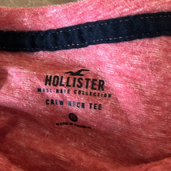 Men’s HOLLISTER MUST-HAVE COLLECTION CREW NECK TEE, XS, long sleeve, pink&white - Picture 3 of 3